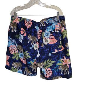 George Swimming Short Mens Large Lined Drawstring Trunks Floral Tropical Leopard